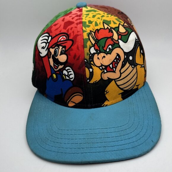 Super Mario Bros And Friends All Over Print Snapback Hat YOUTH GR58 - Picture 1 of 6
